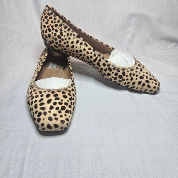 Steve Madden Byra Animal Print Dyed Cow Hair Fur Square-Toe Ballet Flat Womens 7 - Picture 1 of 10